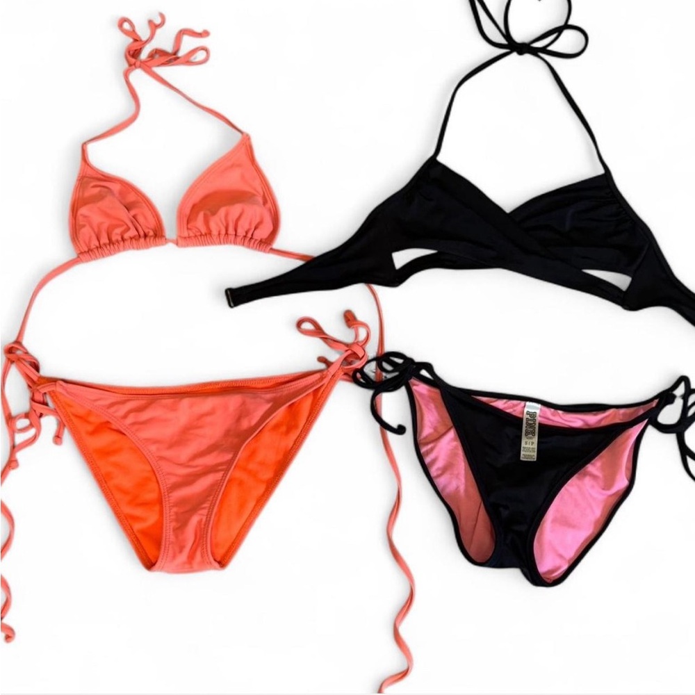 Chic Bikini Sets in Black and Coral